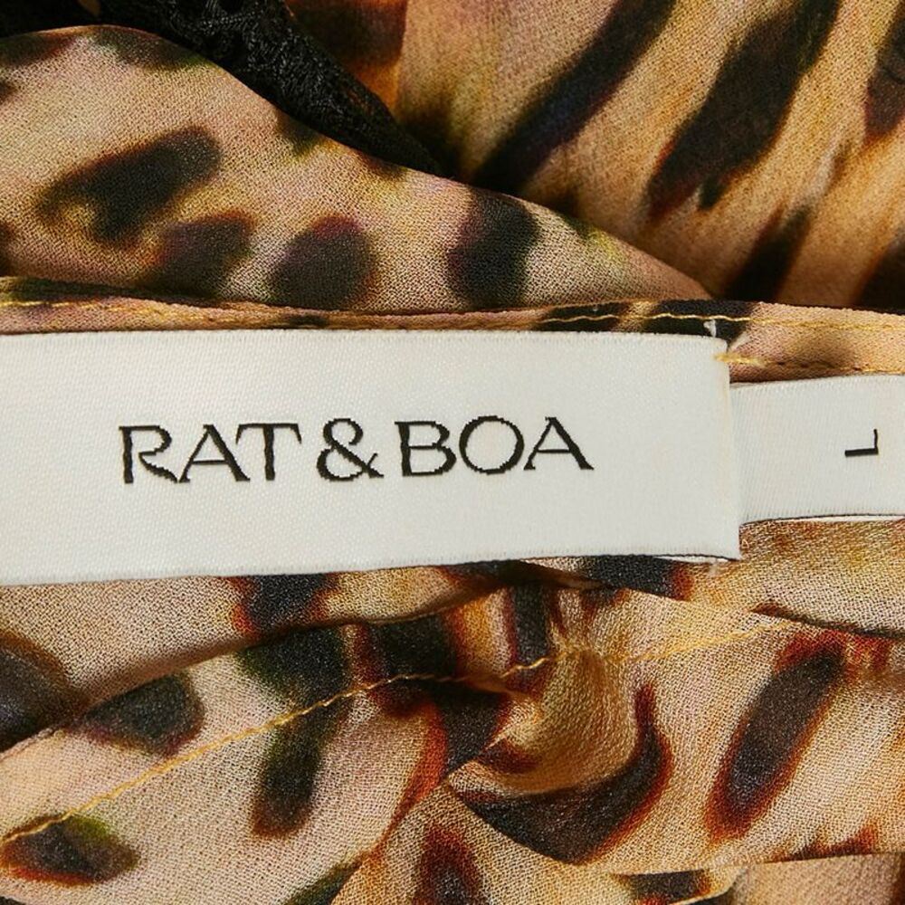 Rat & Boa Brown /black Animal Print Crepe & Lace Akima Slip Dress L - Picture 4 of 5